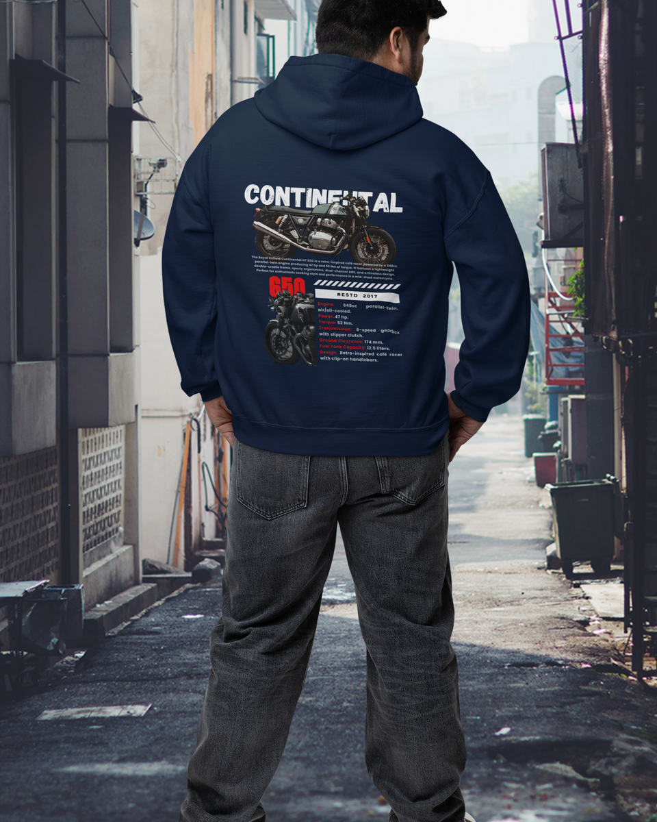 RE Continental GT 650 Hoodie - Navy Blue - Back 