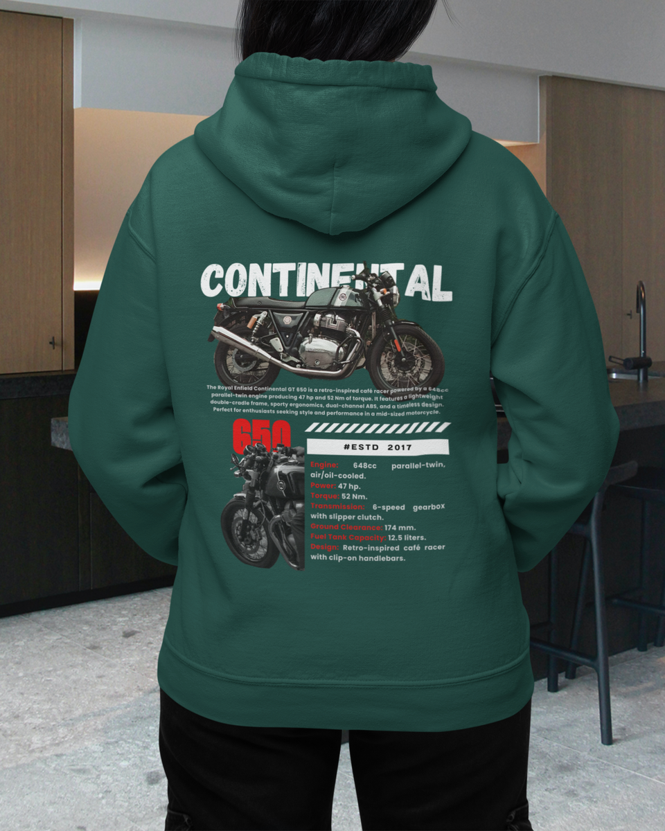RE Continental GT 650 Hoodie - Bottle Green - Back 