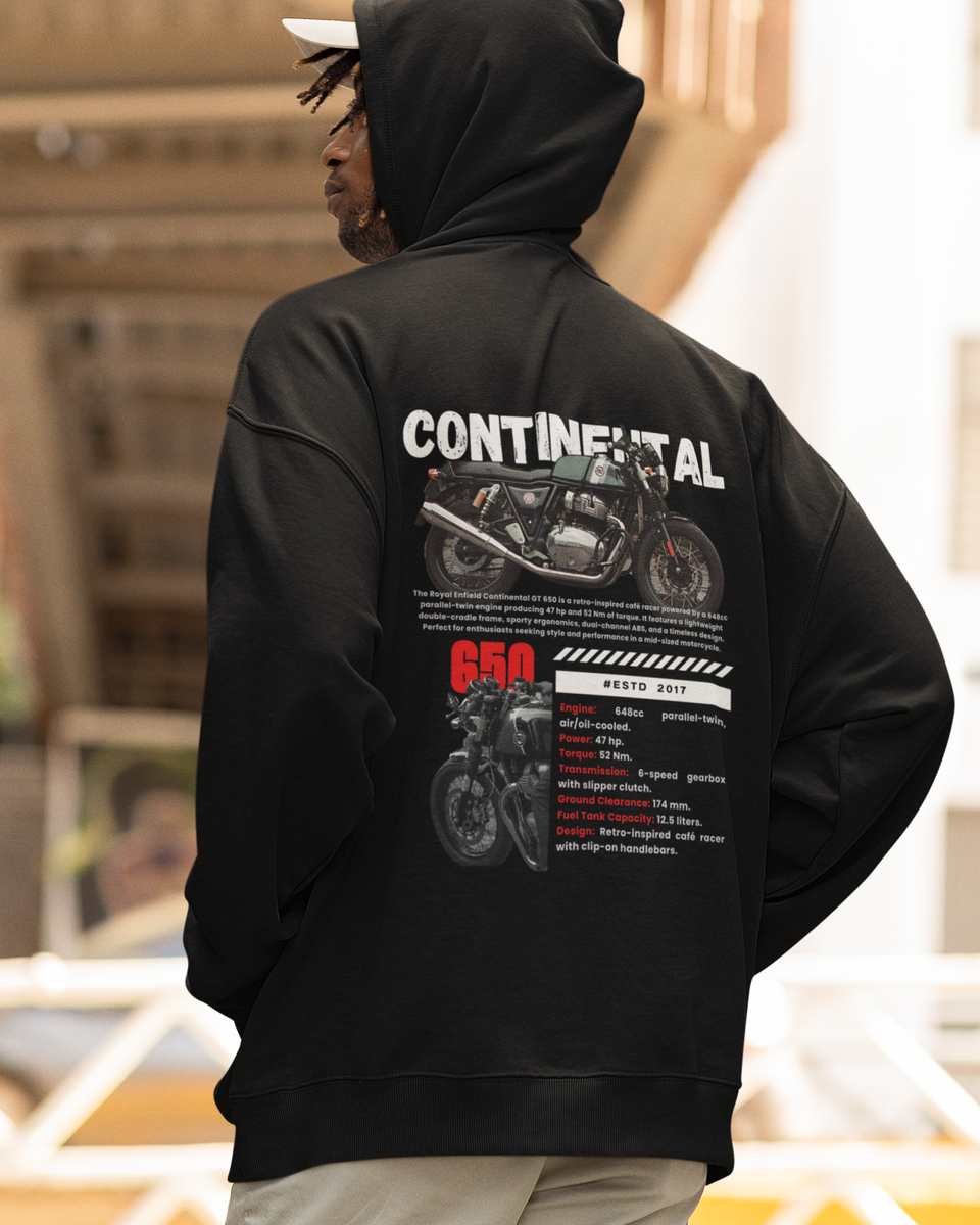 RE Continental GT 650 Hoodie - Black - Back 1