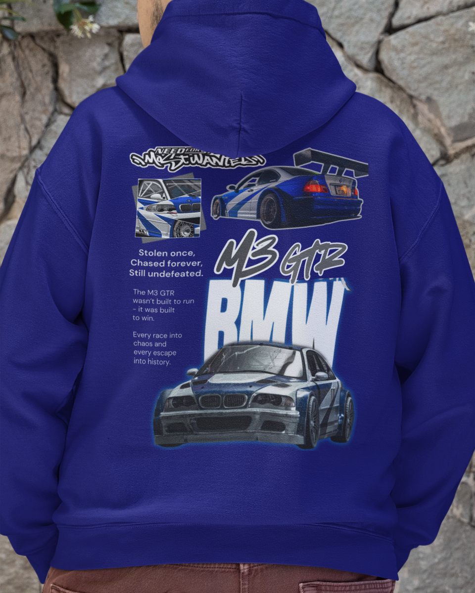 Most Wanted BMW M3 GTR Hoodie — Navy Blue - back  