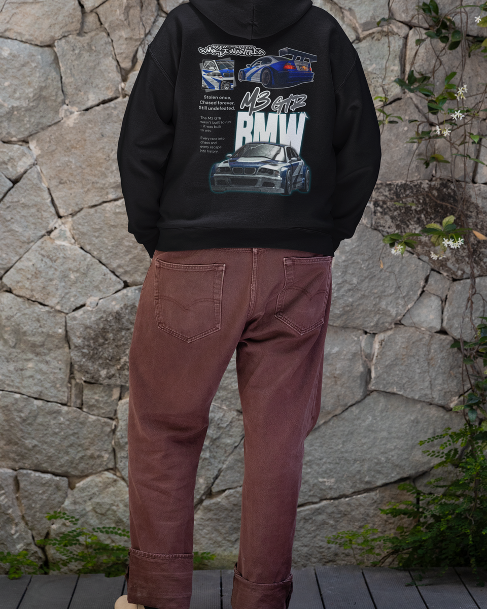 Most Wanted BMW M3 GTR Hoodie — Black - Back