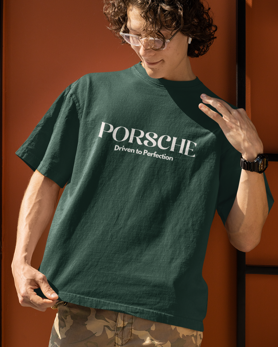 Porsche 911 Oversized T-Shirt - Bottle Green - Front 