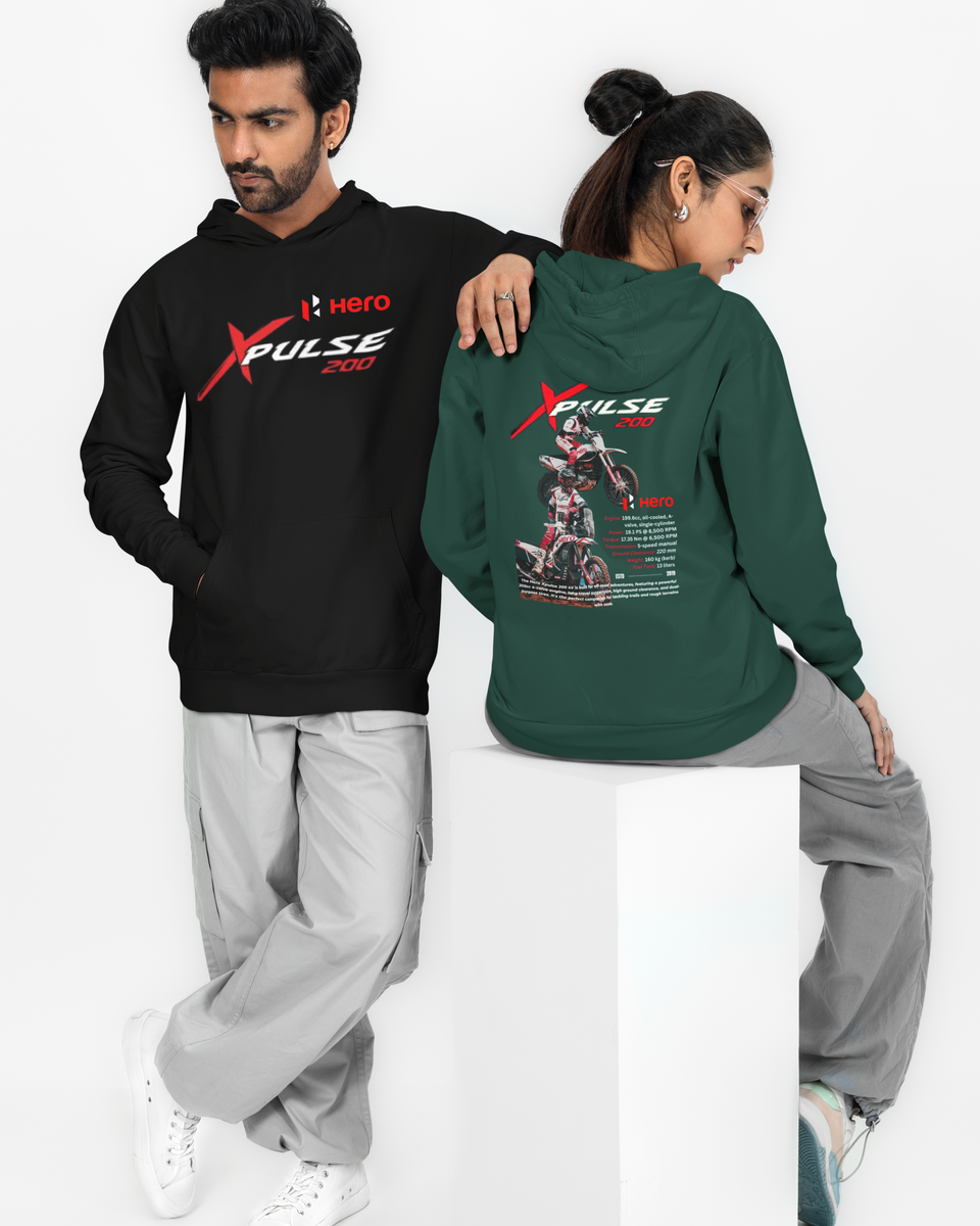 Hero Xpulse 200 Hoodie - Front and Back 